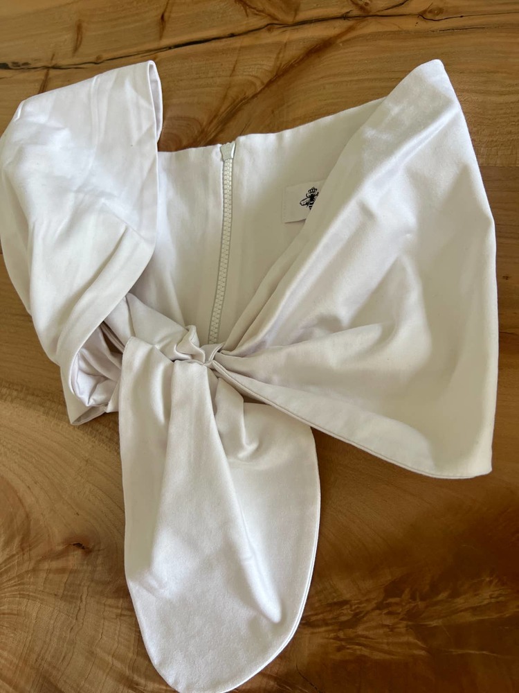 Just BEE Queen Lola Front Knot Women's Bandeau Top Ivory Size: X-Small NWOT - Picture 4 of 7